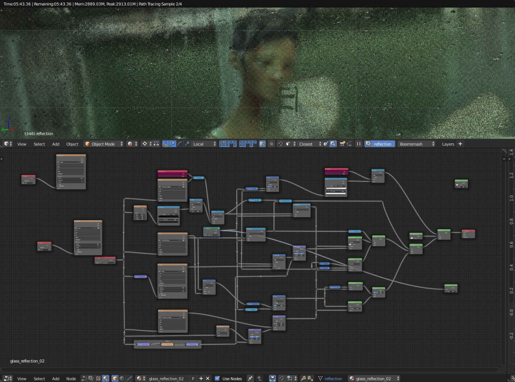 nodes being used to shade a single plane (the window)